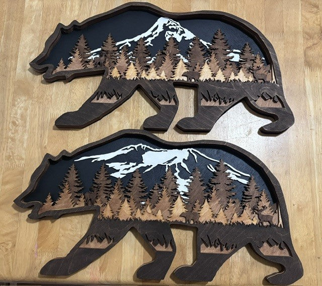 3D Layered Bear with custom Mountain